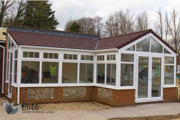 After: Work completed on the Guardian warm roof a replacement conservatory roof. On display at Eastleigh, Hampshire.