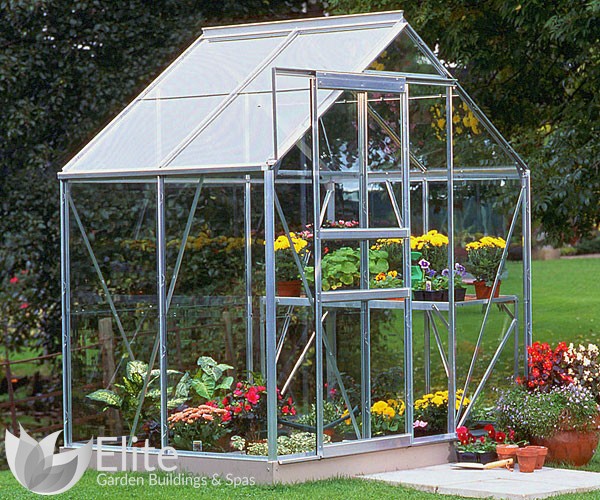 4x6 Halls Popular greenhouse Hampshire. Aliminium greenhouses across Hampshire with sliding single door.